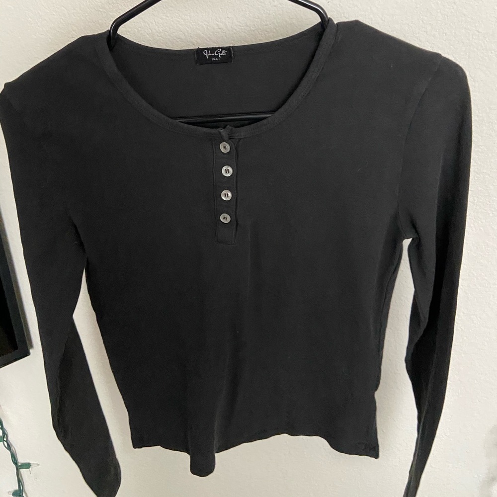 Plain black distressed long sleeve shirt